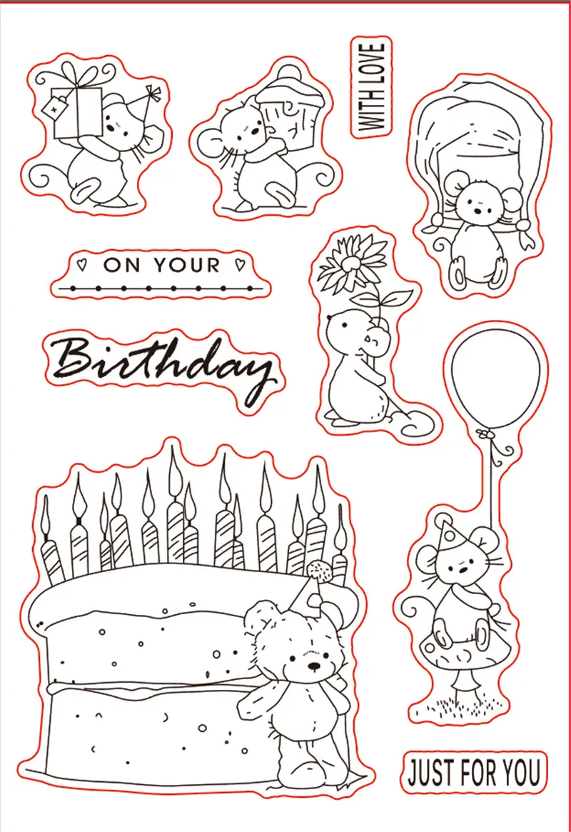 

11x16 Beautiful birthday cake New Transparent Clear Rubber Stamp Sheet Cling Scrapbooking Photo Album PaperCard DIY Craft