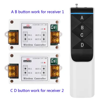 

433Mhz Universal Wireless Remote Control Switch AC 110V 220V 2CH Relay Receiver Module + RF Remote Transmitter Led Light