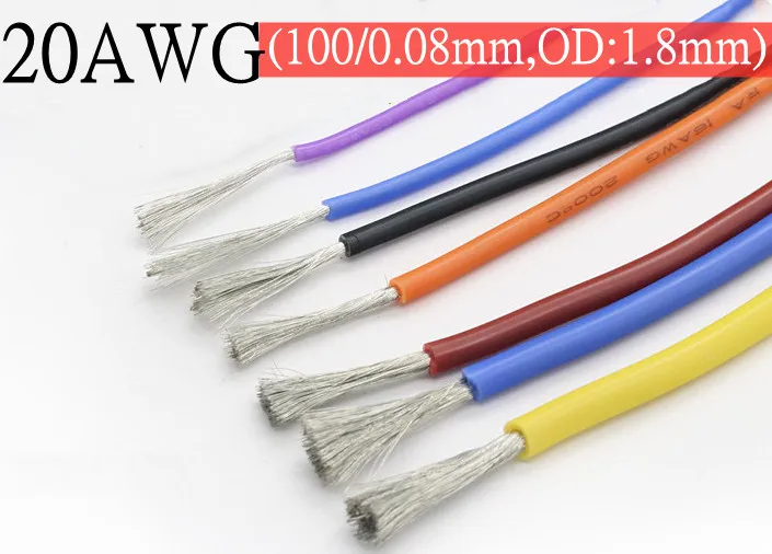 

1M Wire Cable 20AWG Super Soft Silicone Insulated High Temperature Flexible Heat-Resistant Lighting Line Electronic Copper Wire