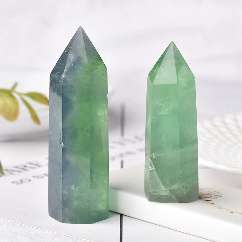 1PC Natural Crystal Green Fluorite Quartz Point Healing Stone Hexagonal Prisms 50-80mm Obelisk Wand Treatment DIY Gift | Дом и сад