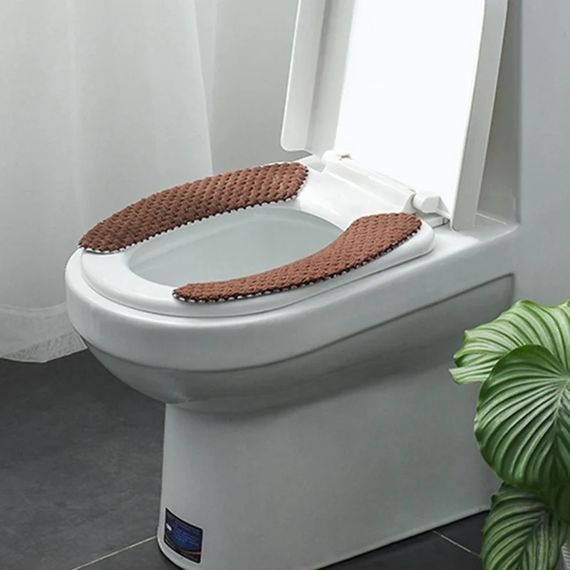 Vimeet Flannel Toilet Seat Cover - Washable, Zippered, Warm Pad For U/V/O Shaped Seats, 16.9" X 14.6"
