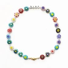 Bohemian Millefiori-Crystal Beaded Necklace Handmade Personalized Custom Letter Necklace Party Charm Jewelry collares para muje