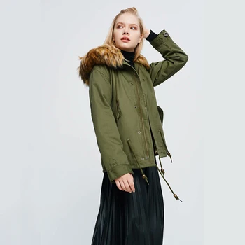 

Women's Jacket Winter Cargo Jeans Hooded Coat Female Faux Fur Collar Casual Coat 2019 Padded Warm Jackets Bomber Windbreake D20