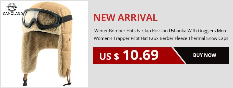 thermal aviator bomber winter hat CAMOLAND Wholesale Winter Bomber Hat Women Men Russia Ushanka Trapper Trooper Hats Male Thermal Faux Fur Earflap Snow Caps orange mad bomber hat