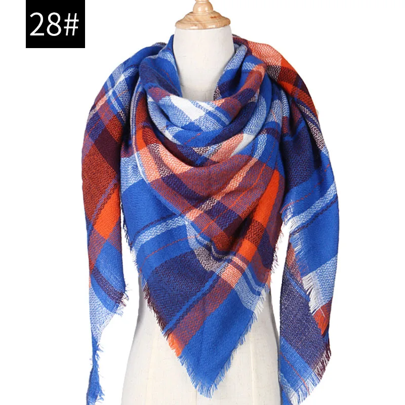Зимний шарф для женщин, опт и розница, кашемировый шарф и шаль, женское треугольное одеяло, тёплый шарф-шаль - Цвет: 28