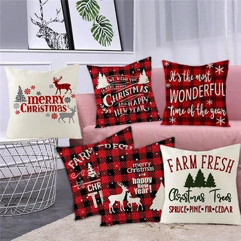 

Linen Decorative Christmas Pillows Home Decor Cushion Cover Christmas Decorations for Home Throw Pillows Cover Sofa Seat Covers