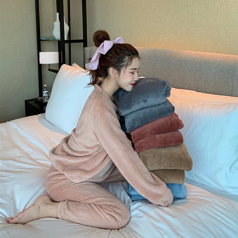 

New Style 2019 WOMEN'S Dress Autumn And Winter CHIC Trendy Letters Loose-Fit Long Sleeve Pajamas High-waisted Ankle Banded Pants