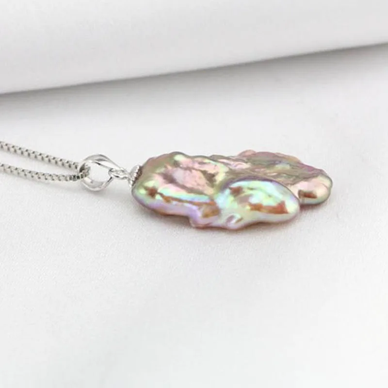 natural peacock metallic baroque pearl necklace, special color keshi pearl pendant necklace, - Image 2