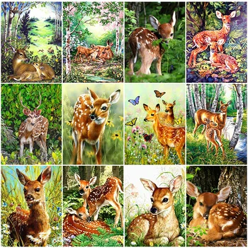 

HUACAN 5D Diamond Painting Deer Full Square Diamond Art Embroidery Animal Mosaic New Arrival Home Decor