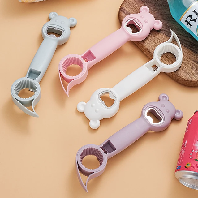 Can Opener Kitchen Gadget 4 In 1 White Pink Blue Purple Cute PP Stainless  Steel Multifunction