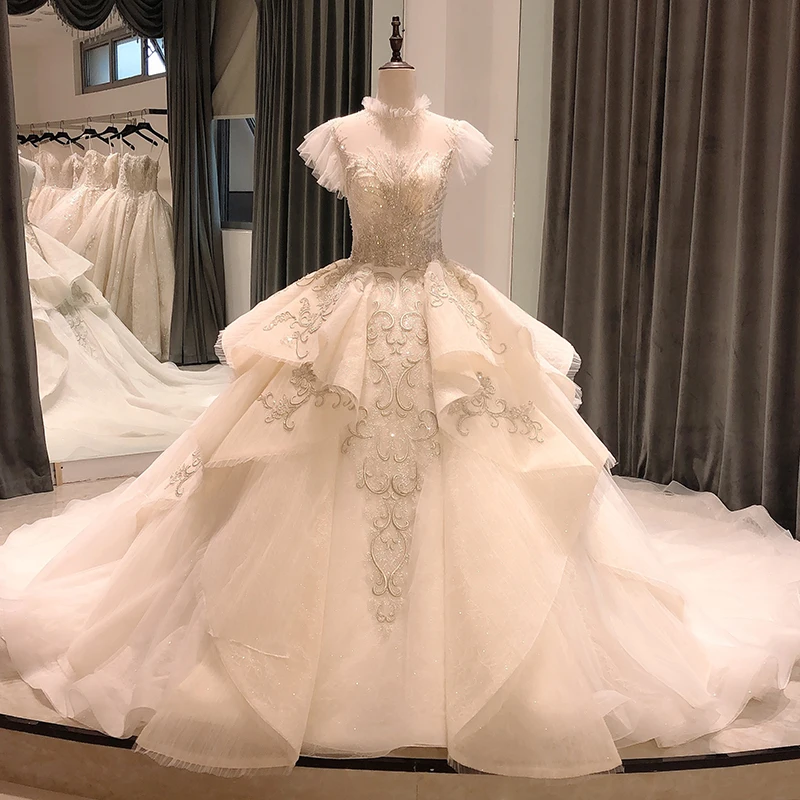 SL-8095 Customized wedding dress 2020 gold long gothic luxury princesa  mulheres corset beaded sequin church celebrity pretty - AliExpress 320
