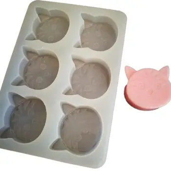 

6 Compartment Cat Kitten Head Silicone Mould DIY Craft Silicone Mold for Fondant Chocolate Necklace Pendant Making Mould