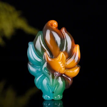 

Natura lHand-Carved Nine-tailed Fox Fox Small Fox Jade Pendant Lovers Sweater Chain Men and Women Happy Marriage