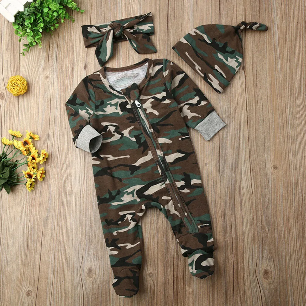 Детские комбинезоны для новорожденных; комплекты для малышей; коллекция года; камуфляжный комбинезон для девочек и мальчиков; комбинезон; повязка на голову; шапка; зимняя одежда; roupa infantil menino