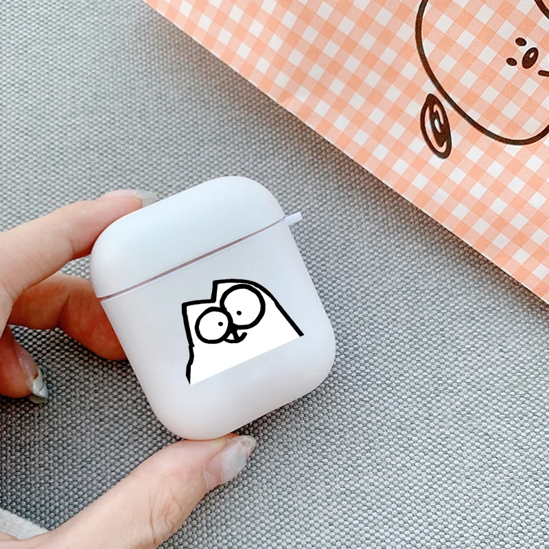 Мягкие белые силиконовые чехлы для наушников Apple Airpods 1 2 с мультяшным рисунком
