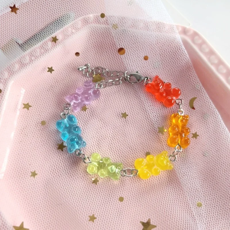 

Japanese Creative Simple Cute Colorful Bear Bracelet Korean Fashion Personality Sweet Girl Student Accessories Jewelry