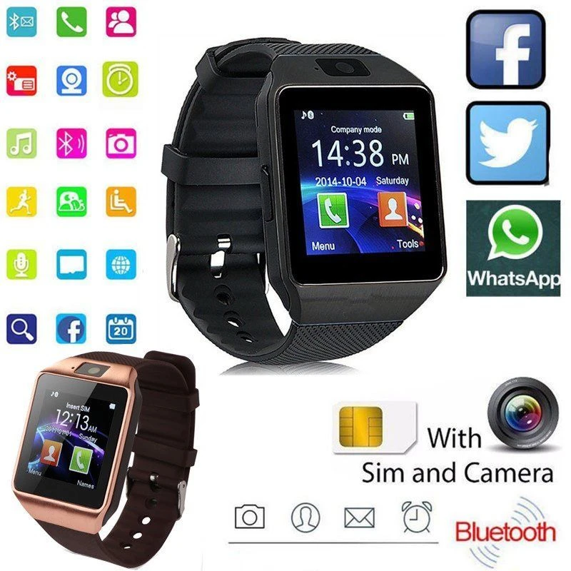 2021 New Digital Touch Screen Smart Watch DZ09 Q18 With Camera Bluetooth WristWatch SIM Card For Ios Android Phones Bracelet 2