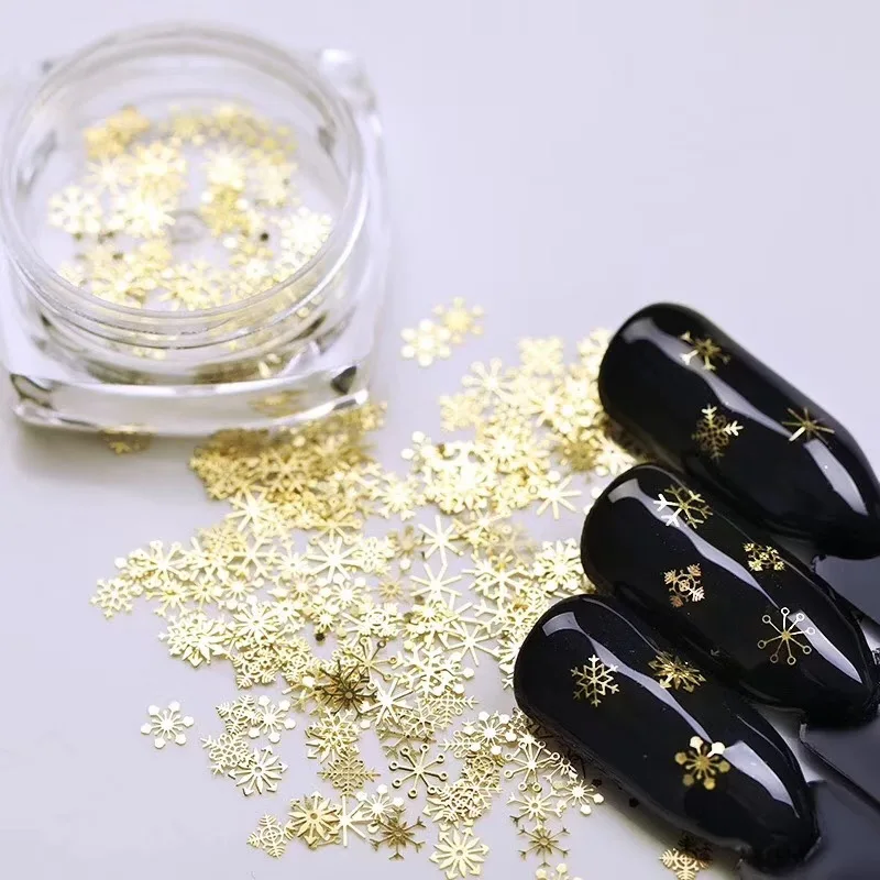 1 бутылка полые золотые ногти блестки k Золотая Снежинка смешанный дизайн декоративные аксессуары для ногтей