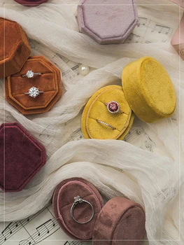 

1pcs double ring box with Feather Sydney paper ribbon engagement marriage proposal wedding best gift luxurious ring holder