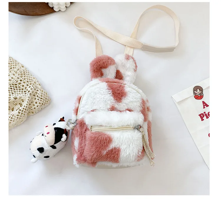 Mochila coreana infantil de pelúcia, mochila de