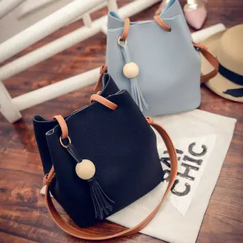 

2019 New Fashion Ladies Large Capacity Bucket Cross Body Messenger Bag Women Shoulder Over Bags Handbag 2Pcs Set