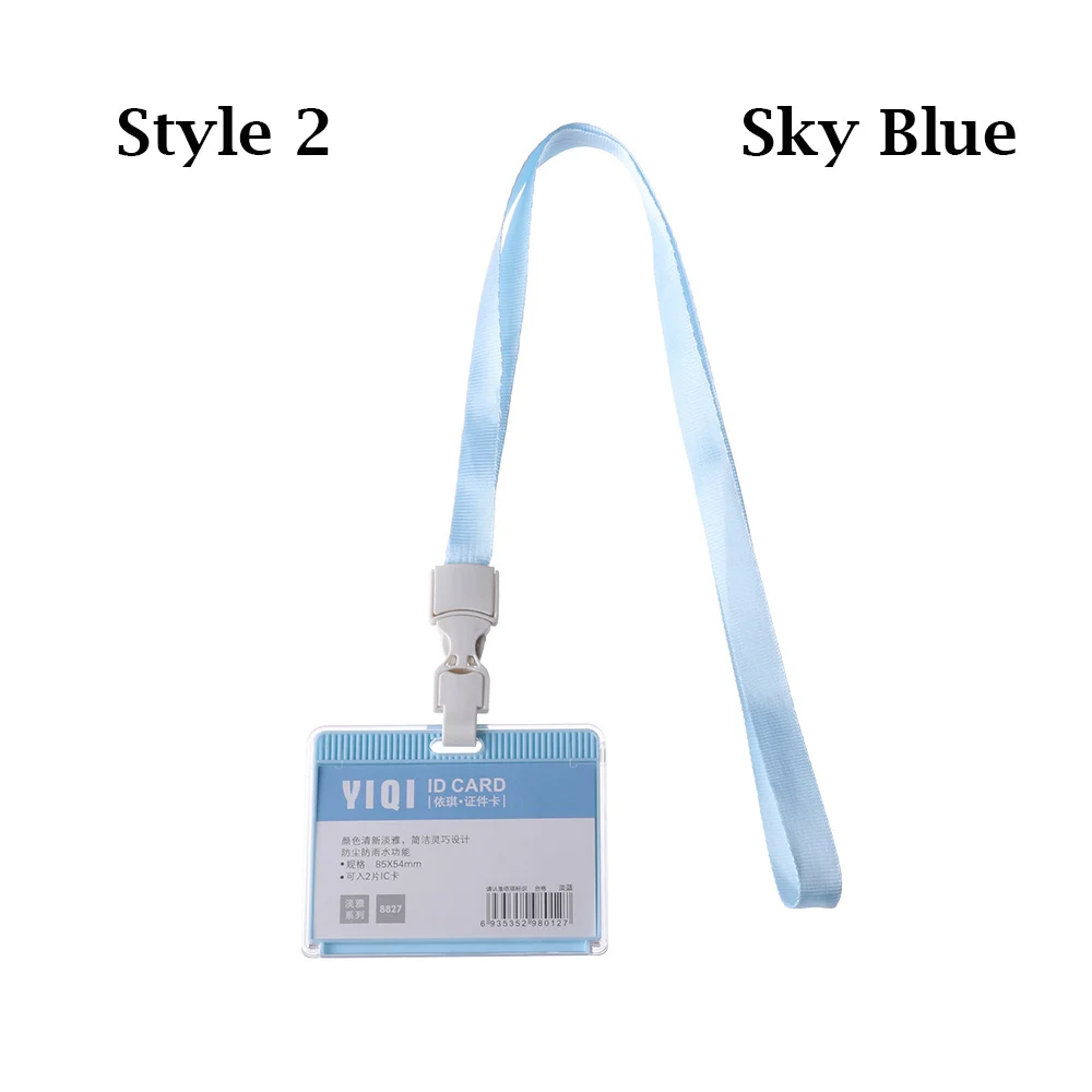 style 2-sky blue Унисекс Водонепроницаемый держатель для карт качество пластик ID/IC имя держатель для карт s с веревками ремешок для офиса компании работы значок работника - Цвет: style 2-sky blue
