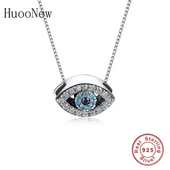 

925 Sterling Silver Animal Turkish Evil Eye Blue Clear Zirconia Stone Pendant Necklace Women Girl Choker Student Trinket Fashion