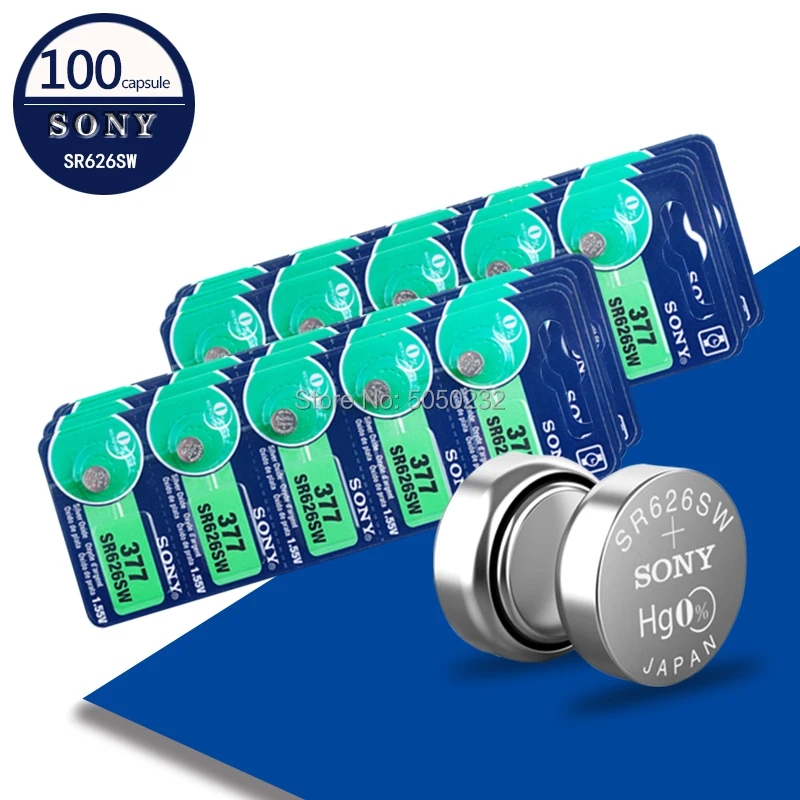 Кнопочная батарейка для часов SONY 100 V 1 55 377 SR626SW 376 SR626 V377 AG4 сделано в Японии 626 шт. |
