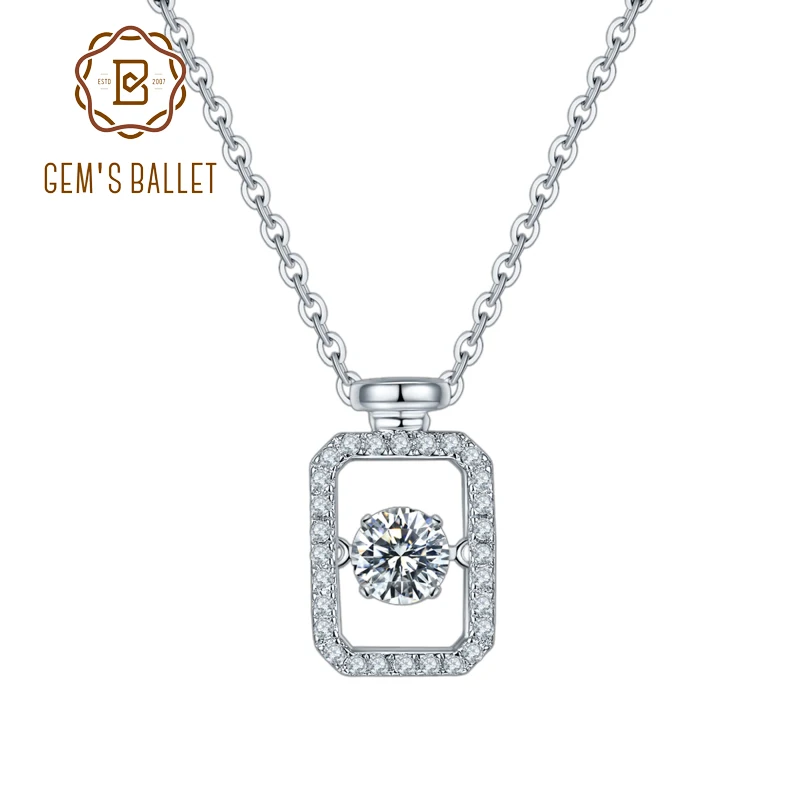 

GEM'S BALLET Rectangle 5mm Moissanite Pendant 925 Sterling Silver Twinkle Setting Necklace For Women Jewelry