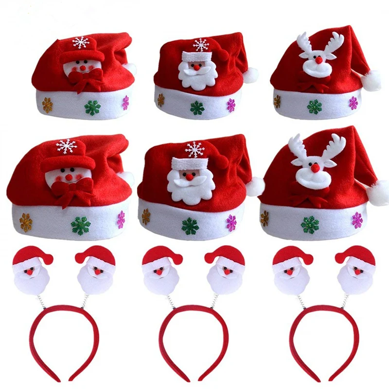 Cartoon Christmas Hat Christmas Decoration Children Adult Hat Red Velvet Headdress Gift Christmas Hat