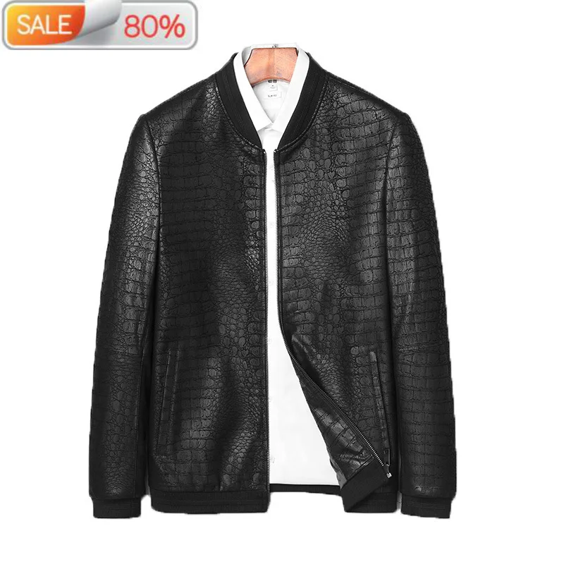

Men's Sheepskin Coat Genuine Leather Jacket Men Spring Casual Bomber Veste Cuir Homme 71J171A B22113