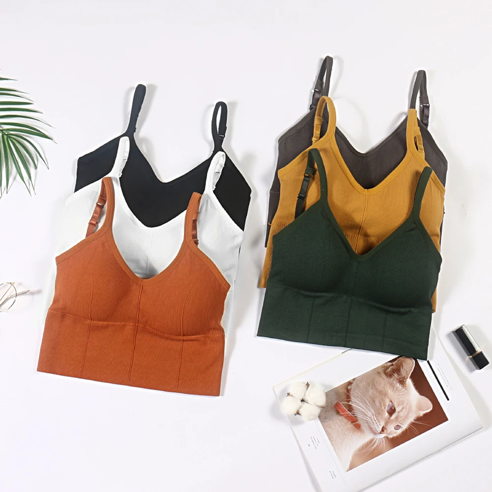 

Women Tank Crop Top Seamless Underwear Crop Top Female U Back Short Tops Women Sexy Lingerie Sleeveless Padded Camisole Femme