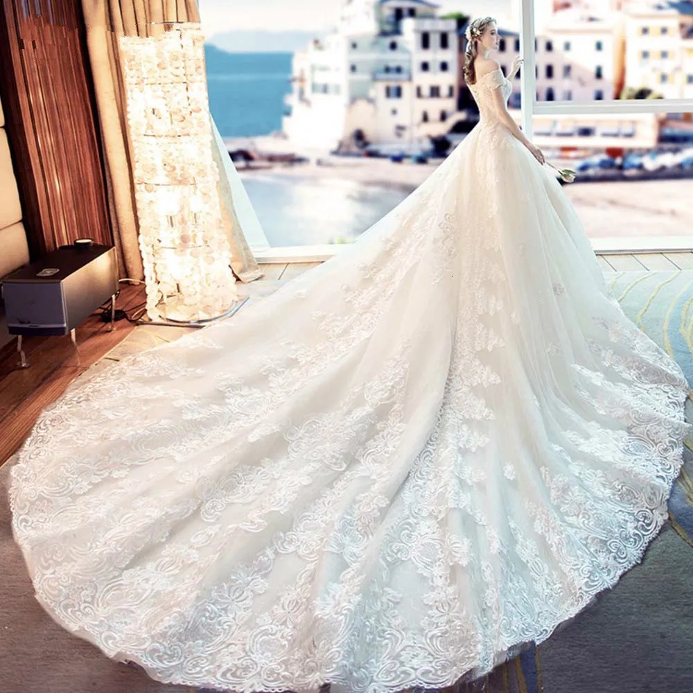 

Wedding Dress Sand Orange Lace Wedding Dress 2019 Train Plus Size