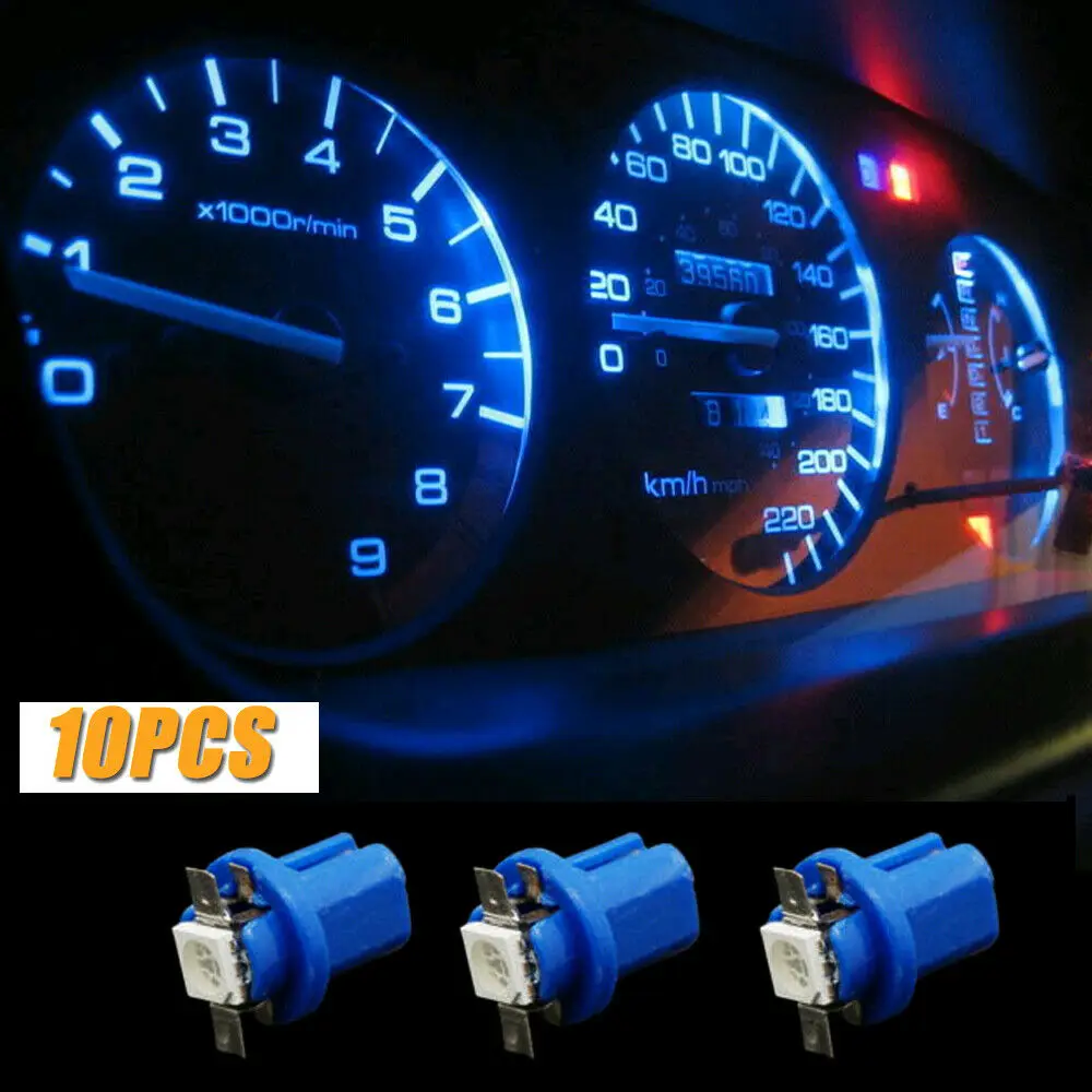 10* T5 B8.5D 5050 SMD светодиодный синий приборной панели приборный Светильник лампы безопасности дорожного движения во время вождения в ночное время