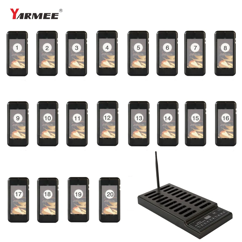 

YARMEE Restaurant pager calling main engine waiter 20 channel wireless paging system for church cafe waiter