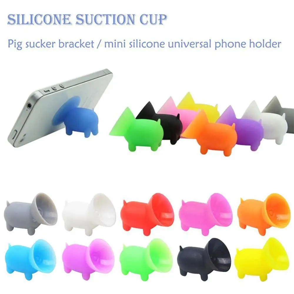 2PCS Random Color!! Cute Pig Silicone Suction Cup Holder Sucker Stand For Iphone For Sumsung Mobile Phone Cellphone