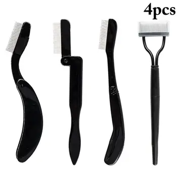 

4PCS Eyelash Comb Set Folding Professional Stainless Steel Needle Eyebrow Comb Portable Beauty Makeup Tool for Women Girl