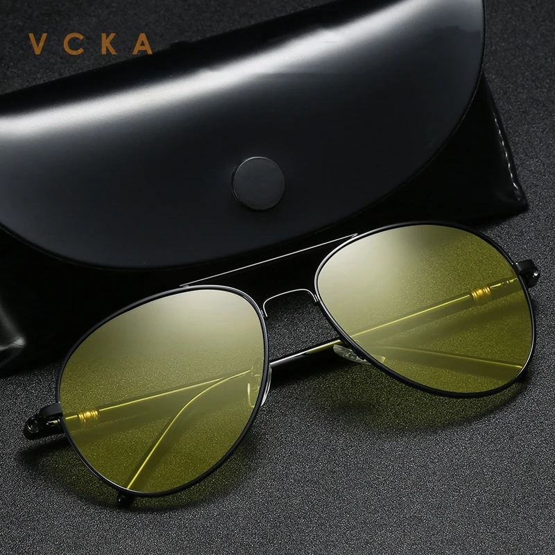 

VCKA 2020 Polarized Photochromic Sunglasses Pilot Style Night Vision Driving glasses Change Color UV400 Men Women Eyewear