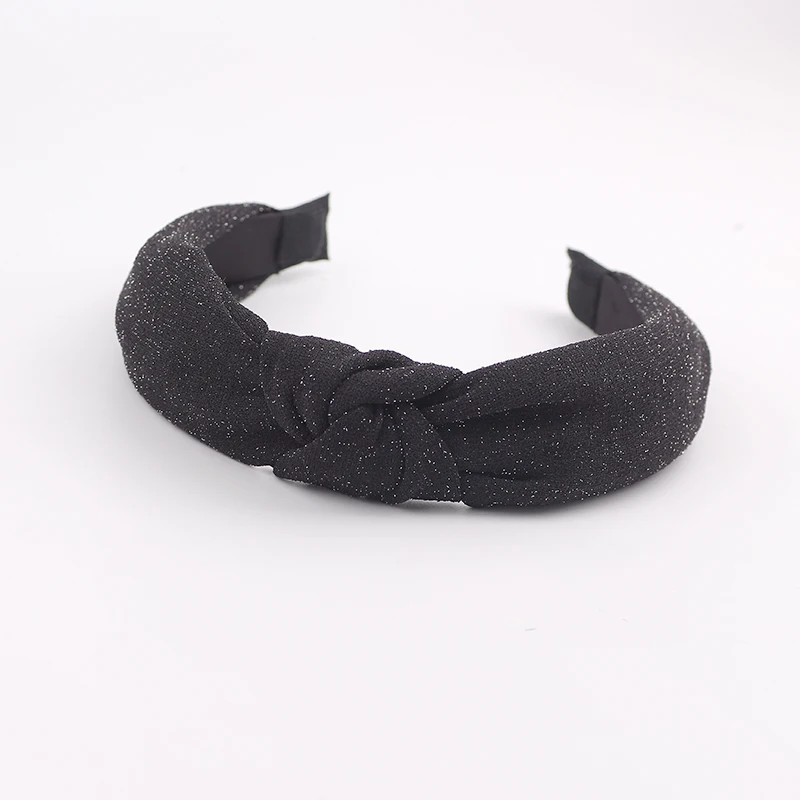 black color Тканевая повязка на волосы с крестиком повязка на голову тюрбан для женщин леди Широкий Бант женский пластиковый обруч для волос аксессуары, ленты для волос - Цвет: black color