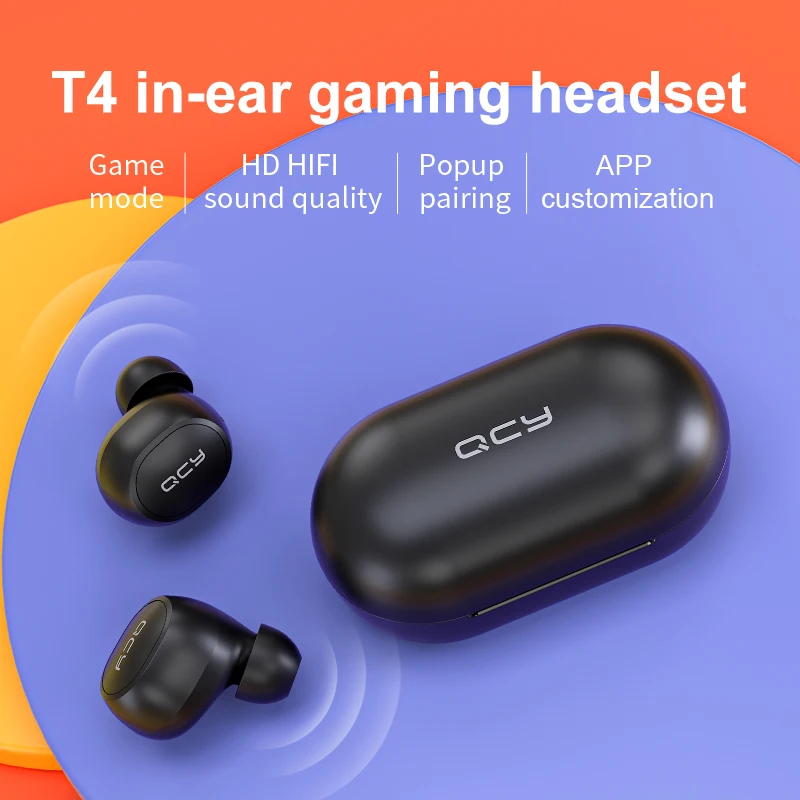 

Xiaomi youpin QCY T4 TWS Wireless Headphones Bluetooth Earphones Mini HD Stereo, Support APP customization
