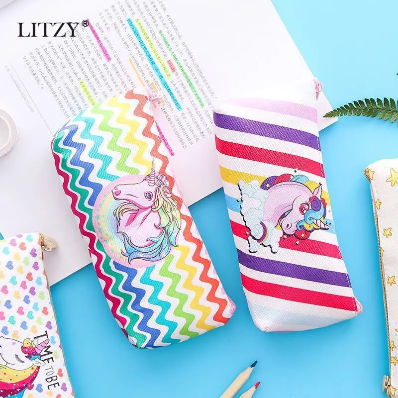 

1pcs Cute Unicorn Rainbow Pencil Case School Supplies Pencils Bags Big Pen Box Student Pencilcase For Girls Stationery Gift
