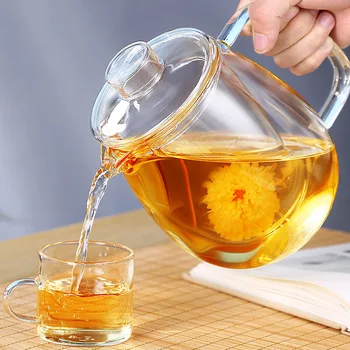 

Glass Flower Teapot Coffee Teakettle Durable Fashion 600ml Anti-Scalding Living Room Jasmine Tea Party Glass Teapot Hotel
