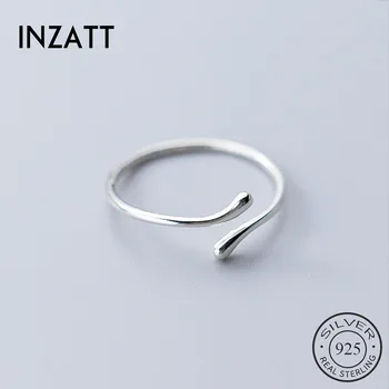 INZATT Real 925 Sterling Silver Geometric Adjustable Ring For Fashion Women Party Fine Jewelry Minimalist Punk Accessories