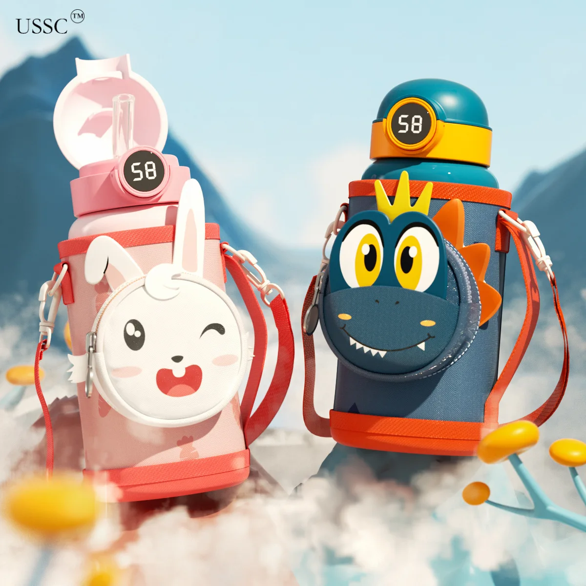 USSC Vacuum Flasks Cup Children's Thermos 316 Stainless Steel Four Cover Intelligent Student Water Business HZ047 | Дом и сад