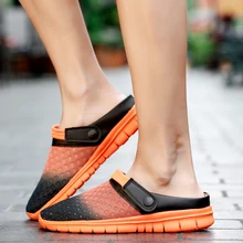 Crocse Crocks/парные сандалии для бассейна; летняя Уличная обувь для пляжа; мужские садовые Сабо без застежек; Повседневная водонепроницаемая обувь для душа; Crock