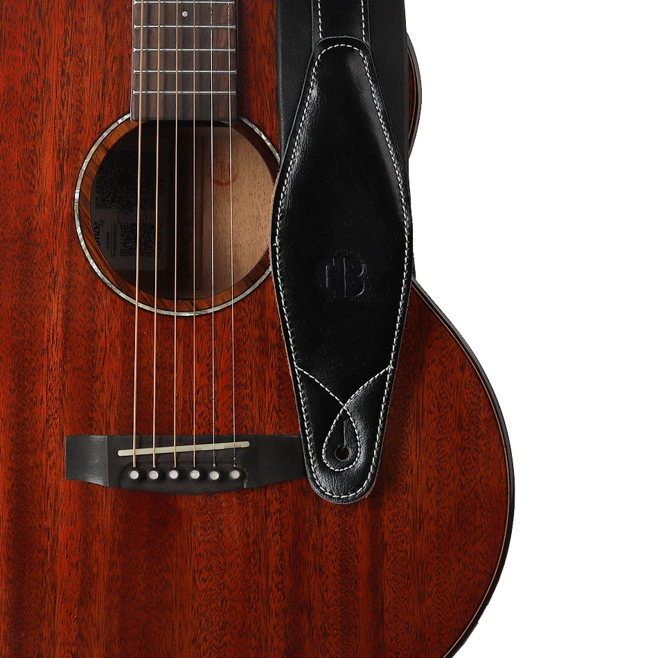 Padded Guitar Strap Acoustic - Cb Logo Leather Padded Black Guitar Strap For Electric Acoustic Guitar Bass Adjustable Belt Guitar Parts Accessories Aliexpress