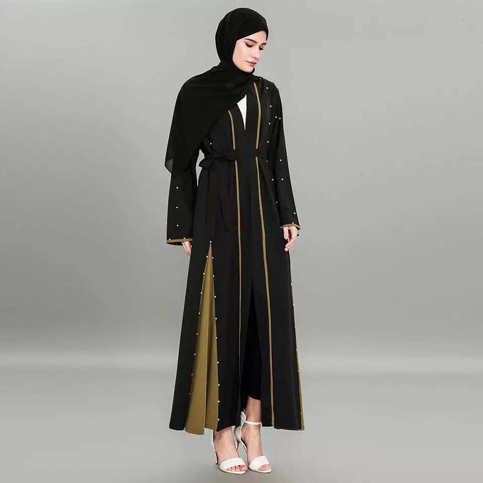Арабский abaya халат мусульманское женское платье с вышивкой Цвет длинная юбка на резинке Бисер Дубай Enthnic Костюмы