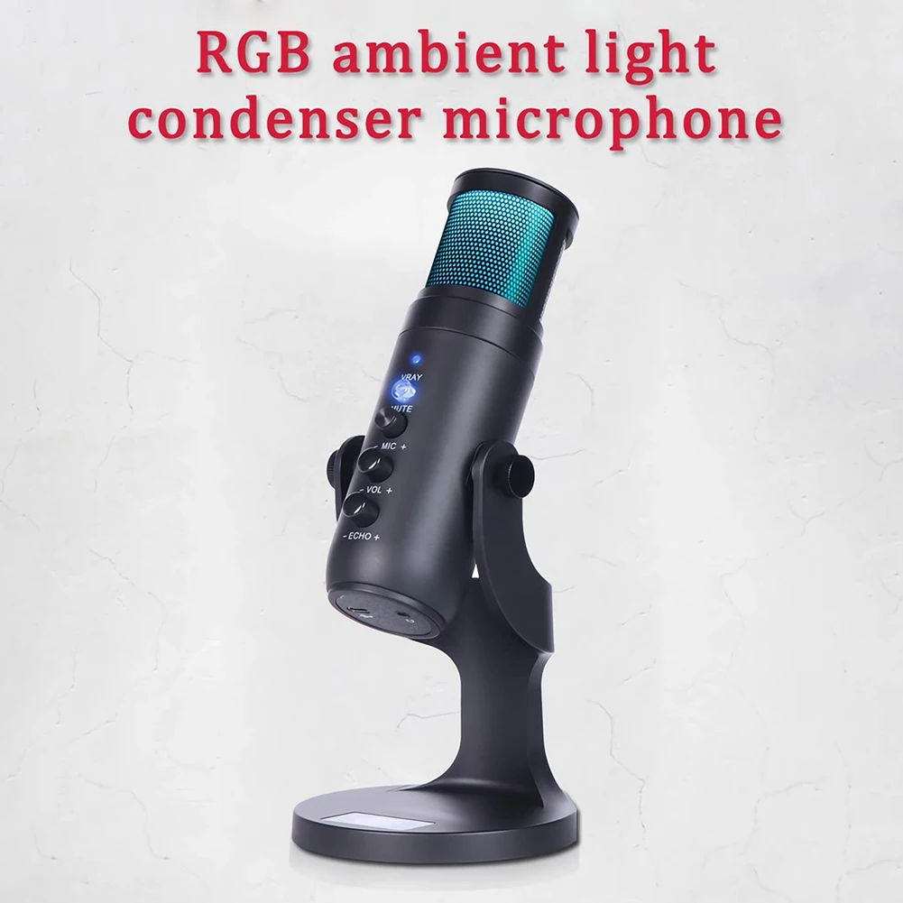 USB-микрофон ослепительный RGB конденсаторный микрофон с динамическим световым