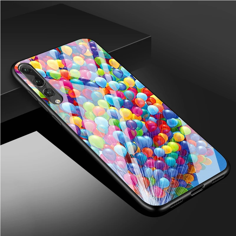 phone case for huawei Balloon Tempered Glass Phone Case For Huawei P20 P30 P40 P40 Lite Pro Psmart Mate 20 30 Cover Shell phone case for huawei