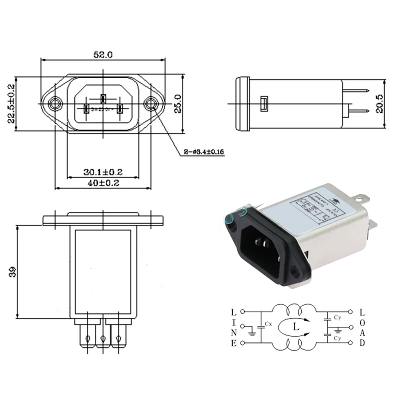 IEC320 C13 C14 anti-interference fused filter socket CW 3A 6A 10A EMI power purifier switch socket game player speaker